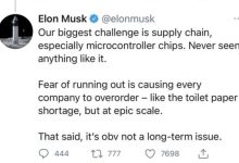 马斯克：特斯拉面临芯片供应链短缺问题-深圳汽车网