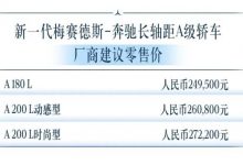 售24.95万元起 新款奔驰长轴距A级上市-深圳汽车网